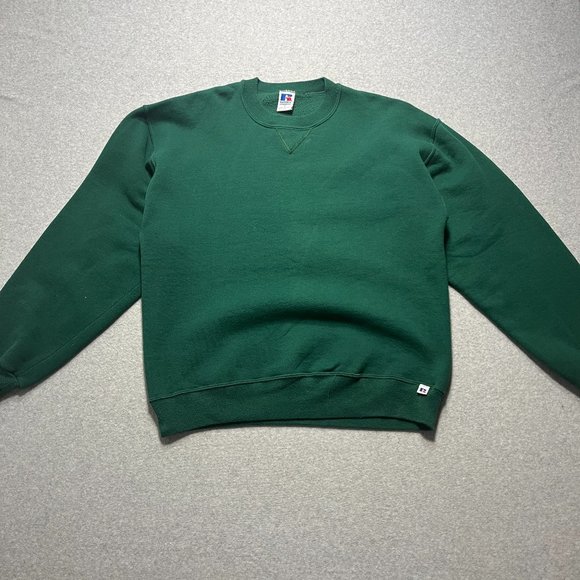 Vintage Russell Athletic Sweatshirt Mens Large Green Crewneck Pullover Solid - Picture 1 of 9